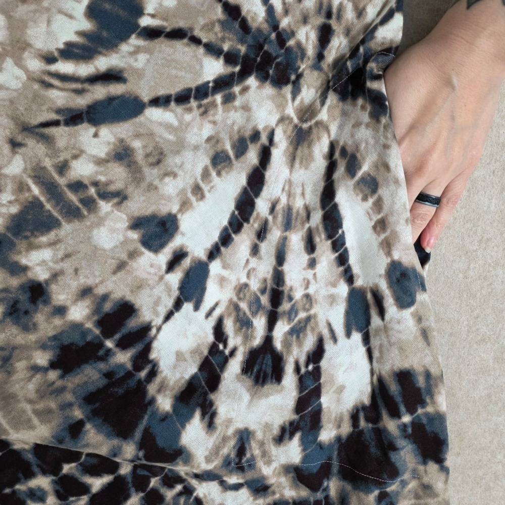Simply Vera Wang Linen Blend‎ Tie Dye Maxi Dress Sz XL Boho Coastal Resortwear - Picture 6 of 13